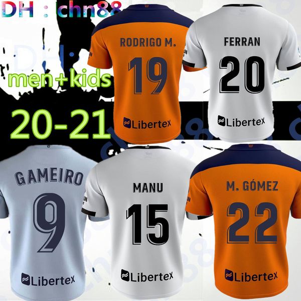 топ таиланд валенсии футбол джерси 2020 2021 гуэдес гамейро camisetas де fútbol rodrigo м. florenzi m.gómez мужчина дети комплект рубашка фу, Black;yellow